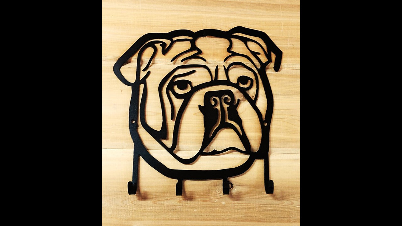 Custom black metal bulldog key hook with 4 key hooks. Priced at 20 dollars. SKU number BDKH