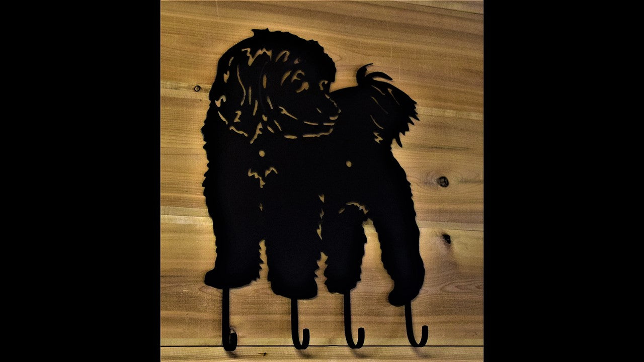 Black custom metal Maltese key hook with 4 hooks. 13.5 inches tall by 11 inches long. Priced at 20 dollars SKU number MTKH