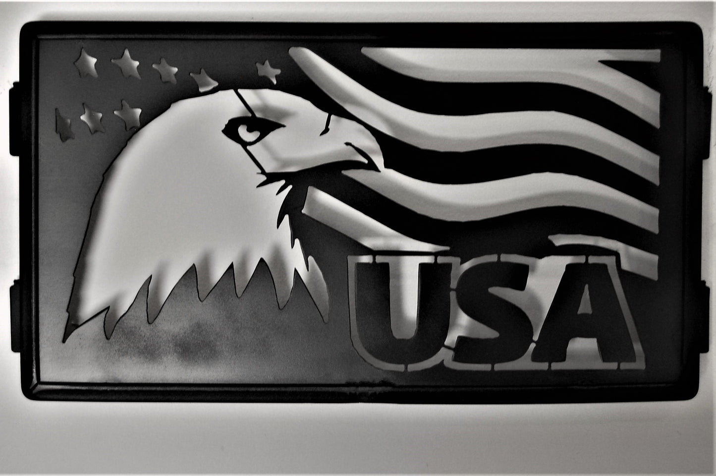 black metal USA with eagle and American flag inspiring panel 